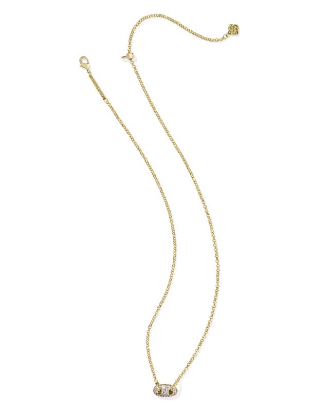 Bailey Gold Pave Short Pendant Necklace in White CZ image number 2.0